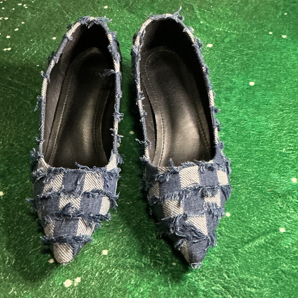 Stylish Blue Denim Plaid Women's Shoes